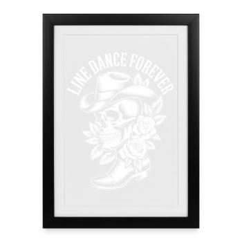 Crâne de la Désir de Vivre avec Chapeau de Fleurs - Affiche encadrée (27 × 37 cm) - noir - Devant