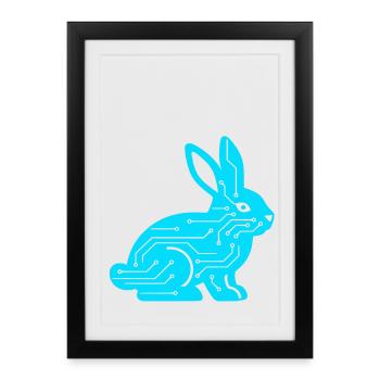 Cyber Rabbit Circuit Board Tech Vector - Affiche encadrée (27 × 37 cm) - noir - Devant