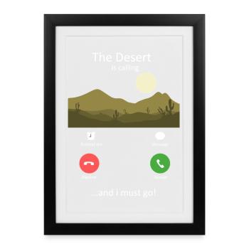 Le désert appelle l’aventure de randonnée en plein air - Affiche encadrée (27 × 37 cm) - noir - Devant