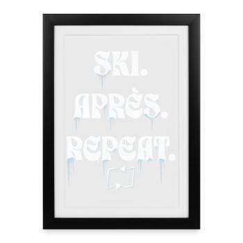 Ski Après Repeat - Affiche encadrée (27 × 37 cm) - noir - Devant