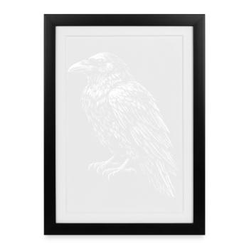 Croquis monochrome de Raven Crest - Affiche encadrée (27 × 37 cm) - noir - Devant