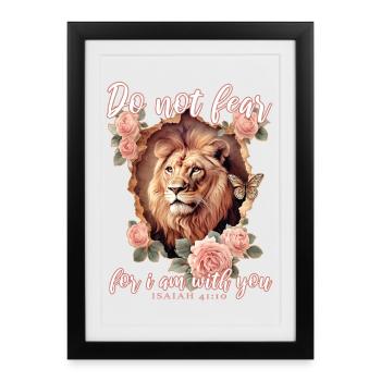 Leo Verset biblique chrétien - Affiche encadrée (27 × 37 cm) - noir - Devant