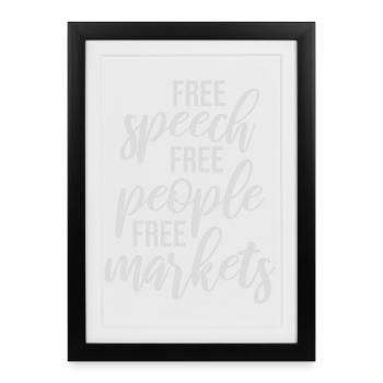 Marché de la liberté d’expression Peuple Libertarian Freedom Logo - Affiche encadrée (27 × 37 cm) - noir - Devant
