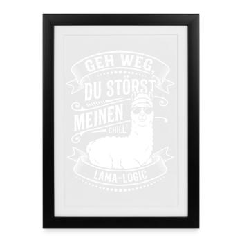 Lama-Logic: Go Away You Disturb Me - Framed poster (27 × 37 cm) - black - Front