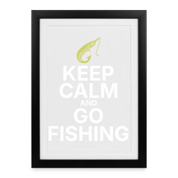 Reste calme et va pêcher - Affiche encadrée (27 × 37 cm) - noir - Devant