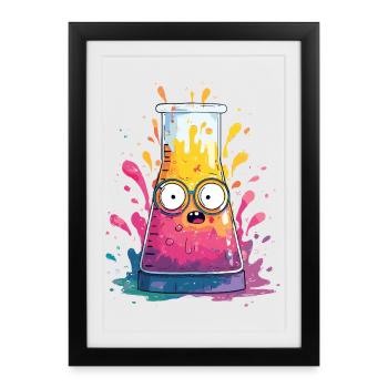 Bande dessinée colorée Test Tube - Affiche encadrée (27 × 37 cm) - noir - Devant
