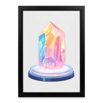 Cristal pastel sur piédestal - Affiche encadrée (27 × 37 cm) - noir - Devant