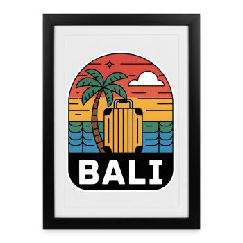 Coucher de soleil en valise de Bali Indonésie - Affiche encadrée (27 × 37 cm) - noir - Devant