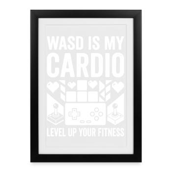 WASD Cardio Tee : Fitness de jeu - Affiche encadrée (27 × 37 cm) - noir - Devant