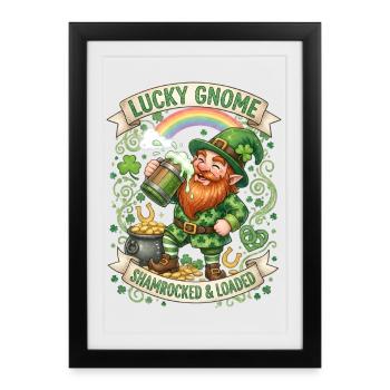 Citation drôle du gnome chanceux en trèfle et chargé - Affiche encadrée (27 × 37 cm) - noir - Devant