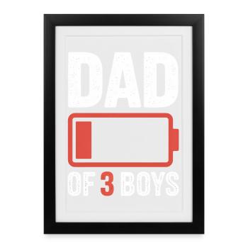 Dad of 3 Boys Battery Emblem - Framed poster (27 × 37 cm) - black - Front