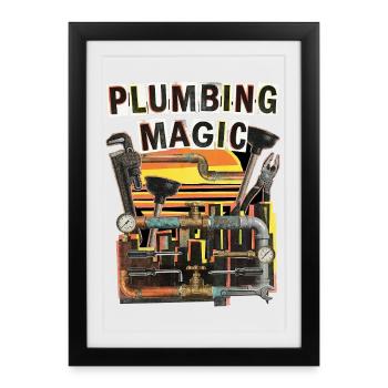 Plumber Retro Vintage - Framed poster (27 × 37 cm) - black - Front