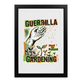 Jardinage en grande ville - Affiche encadrée (27 × 37 cm) - noir - Devant