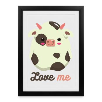 Vache - Affiche encadrée (27 × 37 cm) - noir - Devant
