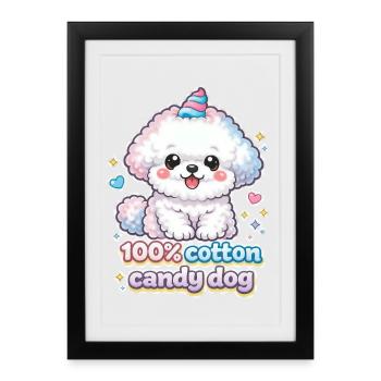 Cotton Candy Dog - cute Bichon Frisé dog Design - Framed poster (27 × 37 cm) - black - Front
