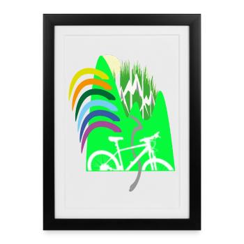 Cycle path mountains rainbow - Framed poster (27 × 37 cm) - black - Front