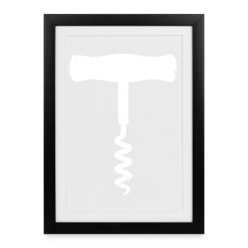 Icône du vin millésimé en tire-bouchon - Affiche encadrée (27 × 37 cm) - noir - Devant