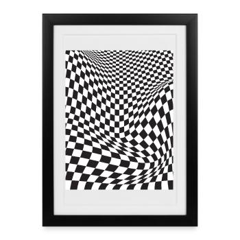 Warped Checkered Illusion - Framed poster (27 × 37 cm) - black - Front