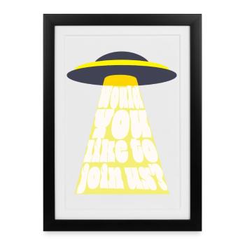 Invitation à la science-fiction pour les OVNI - Affiche encadrée (27 × 37 cm) - noir - Devant
