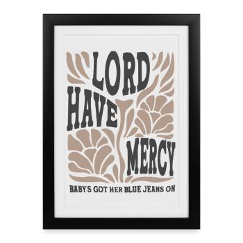 Écriture florale du seigneur aie pitié - Affiche encadrée (27 × 37 cm) - noir - Devant