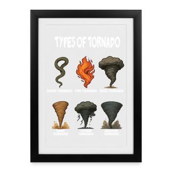 types of tornado Weather tornado chasing Vintage - Framed poster (27 × 37 cm) - black - Front