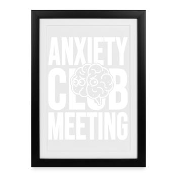 Anxiety Club Meeting with Brain - Framed poster (27 × 37 cm) - black - Front
