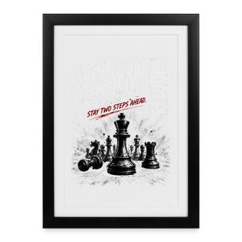 Every Move Counts: Chess Grunge - Framed poster (27 × 37 cm) - black - Front