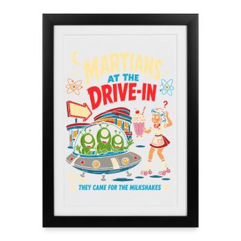 Martiens au Drive-In Diner - Affiche encadrée (27 × 37 cm) - noir - Devant