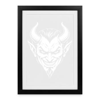 Dämonenkopf - Gerahmtes Poster (27 × 37 cm) - Schwarz - Vorne