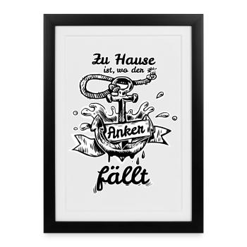 Anker Zuhause Motiv - Gerahmtes Poster (27 × 37 cm) - Schwarz - Vorne