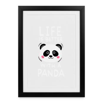 Life Is Better With A Panda - Gerahmtes Poster (27 × 37 cm) - Schwarz - Vorne