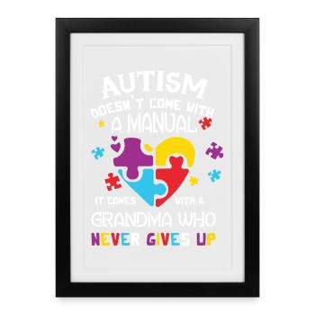 T-shirt de conscience d'autisme pour la grand-maman - Affiche encadrée (27 × 37 cm) - noir - Devant