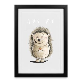 Hug ME Hérisson I Love I Saint-Valentin Cadeau I Mignon - Affiche encadrée (27 × 37 cm) - noir - Devant