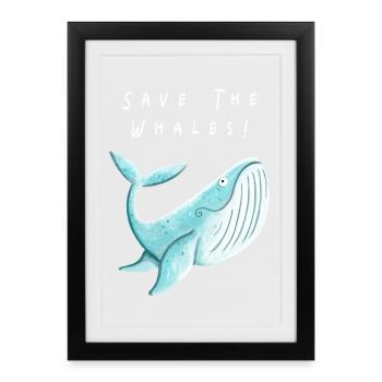 Sauver La baleine I Protection de la nature Bien-être des animaux Cadeau - Affiche encadrée (27 × 37 cm) - noir - Devant