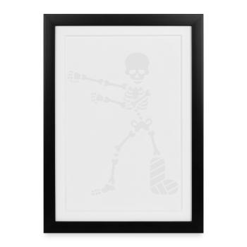 Jambe cassée plâtre squelette floss dance flossing - Affiche encadrée (27 × 37 cm) - noir - Devant