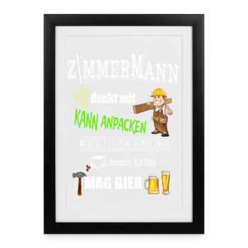 Zimmermann - Gerahmtes Poster (27 × 37 cm) - Schwarz - Vorne