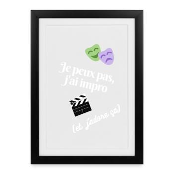 Théâtre d'improvisation, j'adore! - Affiche encadrée (27 × 37 cm) - noir - Devant