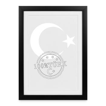 Drapeau turc 100% turc - Affiche encadrée (27 × 37 cm) - noir - Devant