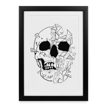 Schädel T-Shirt - Gerahmtes Poster (27 × 37 cm) - Schwarz - Vorne