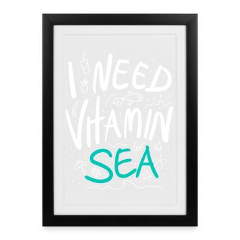 J’ai besoin de vitamines Sea Summer en disant - Affiche encadrée (27 × 37 cm) - noir - Devant