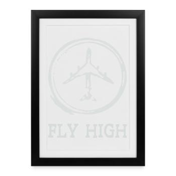 Avion - Affiche encadrée (27 × 37 cm) - noir - Devant