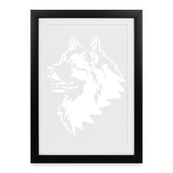 Tête Wolfsspitz « Black Edition » - Affiche encadrée (27 × 37 cm) - noir - Devant