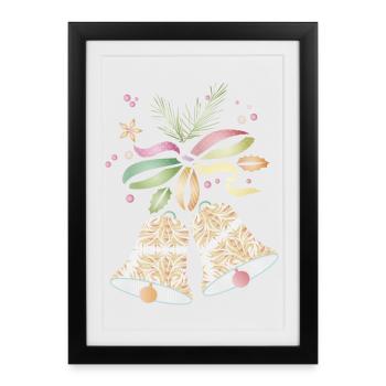 Cloches de Noël aux couleurs vives et délicates - Affiche encadrée (27 × 37 cm) - noir - Devant