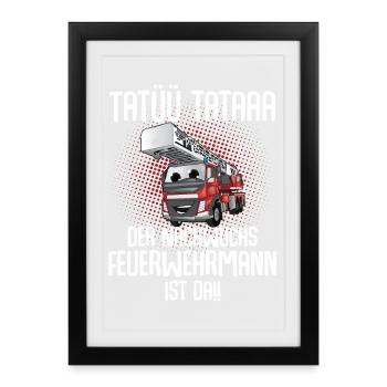 Feuerwehr Kinder Nachwuchs Feuerwehrmann - Gerahmtes Poster (27 × 37 cm) - Schwarz - Vorne