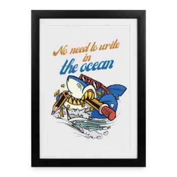 Le requin crayon dans l’aventure océanique - Affiche encadrée (27 × 37 cm) - noir - Devant