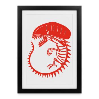 Squelette de monstre extraterrestre rouge - Affiche encadrée (27 × 37 cm) - noir - Devant