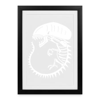 Squelette de monstre extraterrestre blanc - Affiche encadrée (27 × 37 cm) - noir - Devant