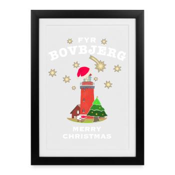Christmas Denmark, lighthouse Bovbjerg - Framed poster (27 × 37 cm) - black - Front