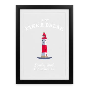 Angleterre, East Sussex, Beachy Head Lighthouse Break - Affiche encadrée (27 × 37 cm) - noir - Devant