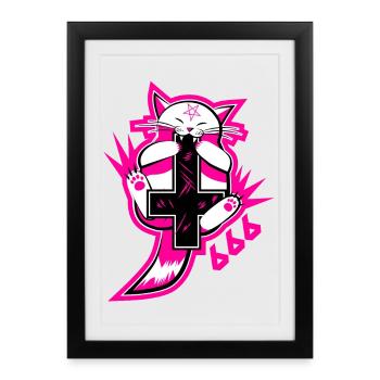 Catan | Satanic Cat with Cross | 666 - Framed poster (27 × 37 cm) - black - Front